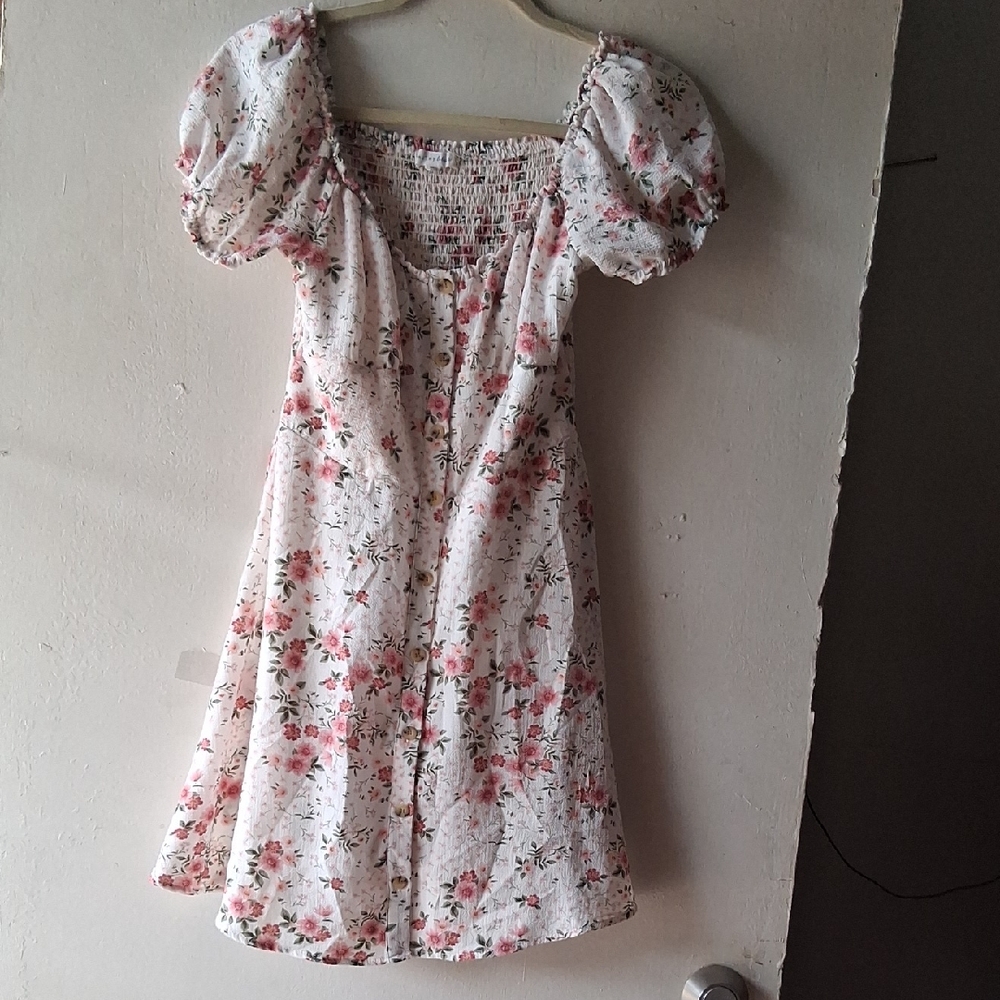 Ashley Blue Floral White and Pink Dress